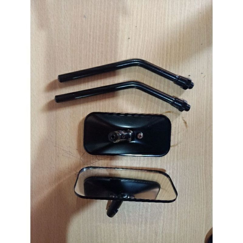 Jual Spion Retro Kotak Crome Hitam Kaca Bening Sepion Classic Drat