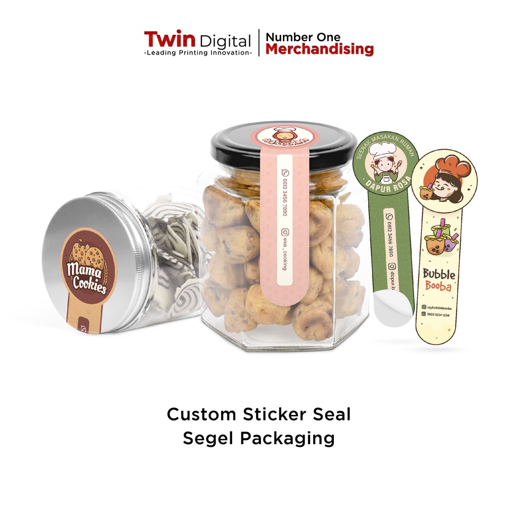 Jual Twindigital Custom Sticker Seal Toples Packaging Box Makanan