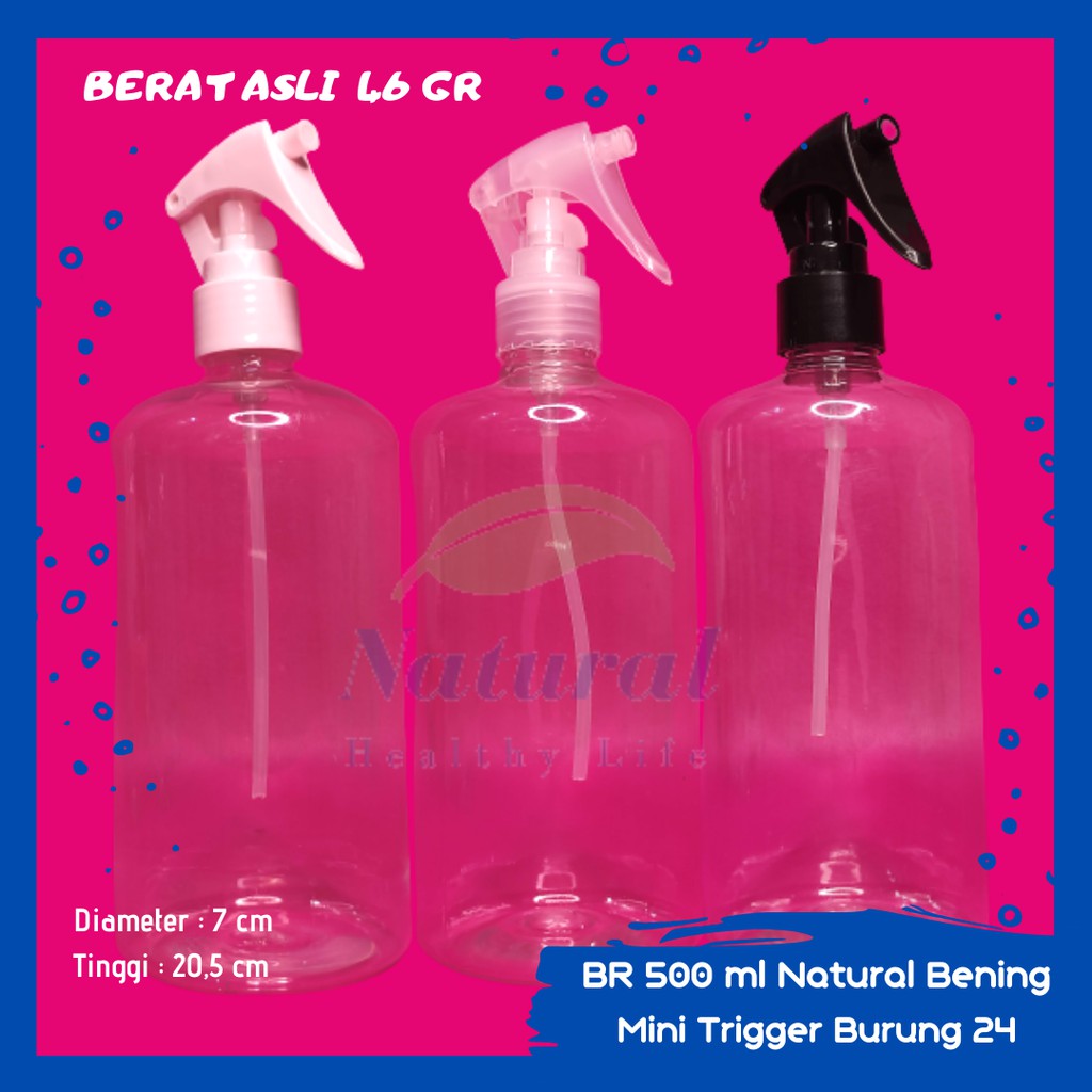 Jual Botol 500ml Natural Bening DW Mini Trigger Burung Spray N 24 Bahan