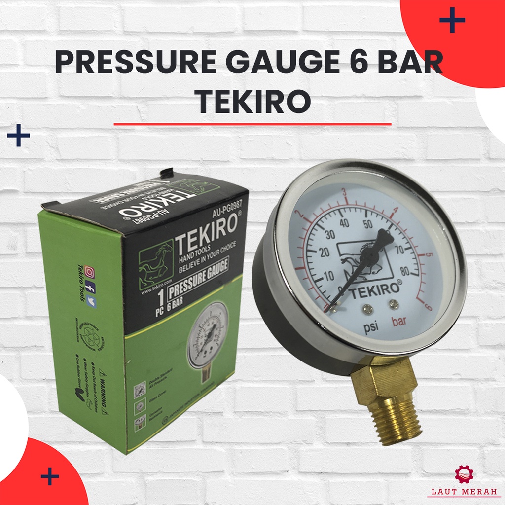 Jual Manometer 6 Bar Pressure Gauge 6Bar 6kg Merk TEKIRO Presure Gauge