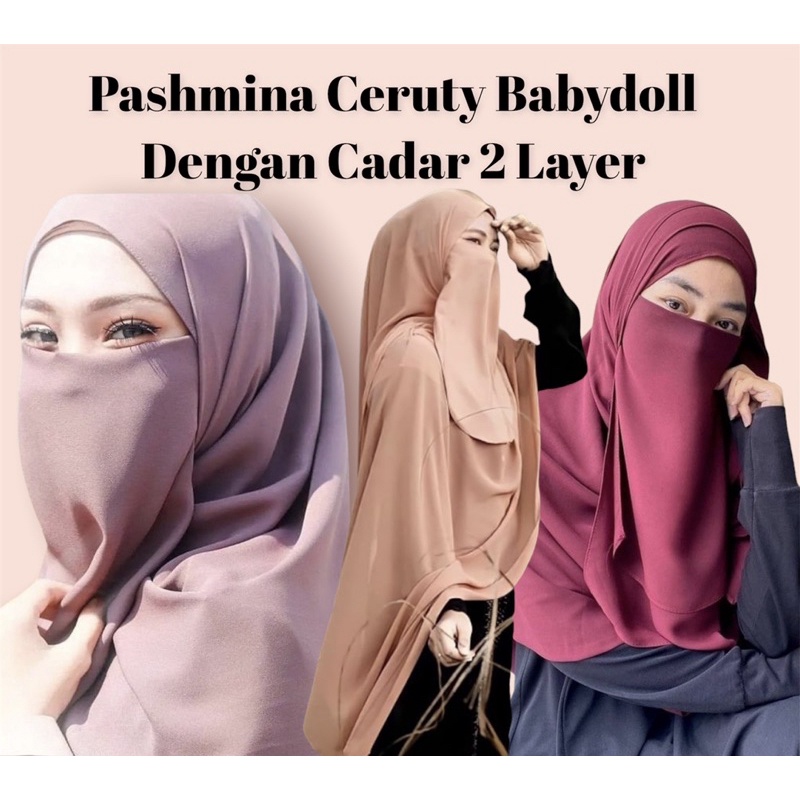 Jual Pashmina Ceruty Babydoll Cadar Layer Tanpa Jahitan Di Bawah