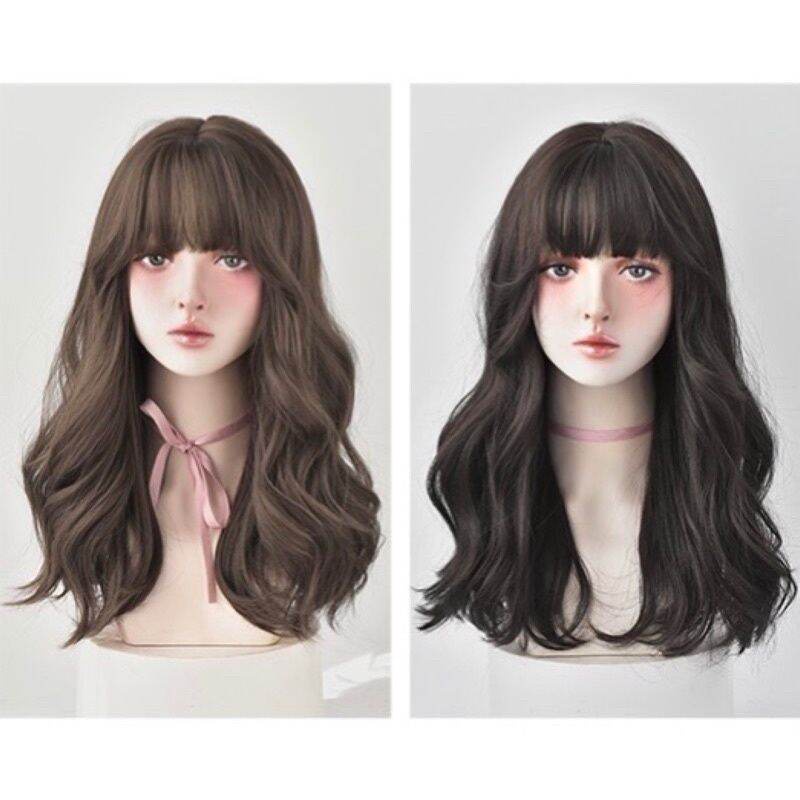 Jual Wig Rambut Palsu Model Medium Curly Panjang 52 Cm Bahan Sintetik