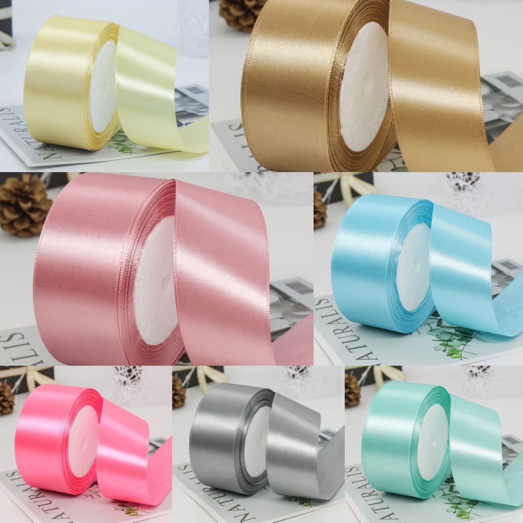 Jual Pita Satin Warna Pastel Lebar 1 Inch 2 5 Cm Per Meter Shopee