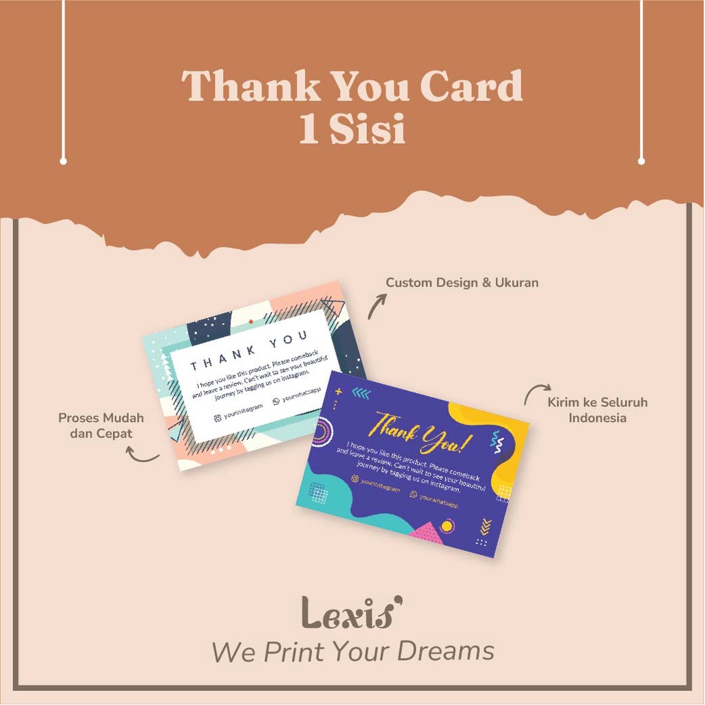 Jual Thank You Card Kartu Hampers Kartu Souvenir Thankyou Card