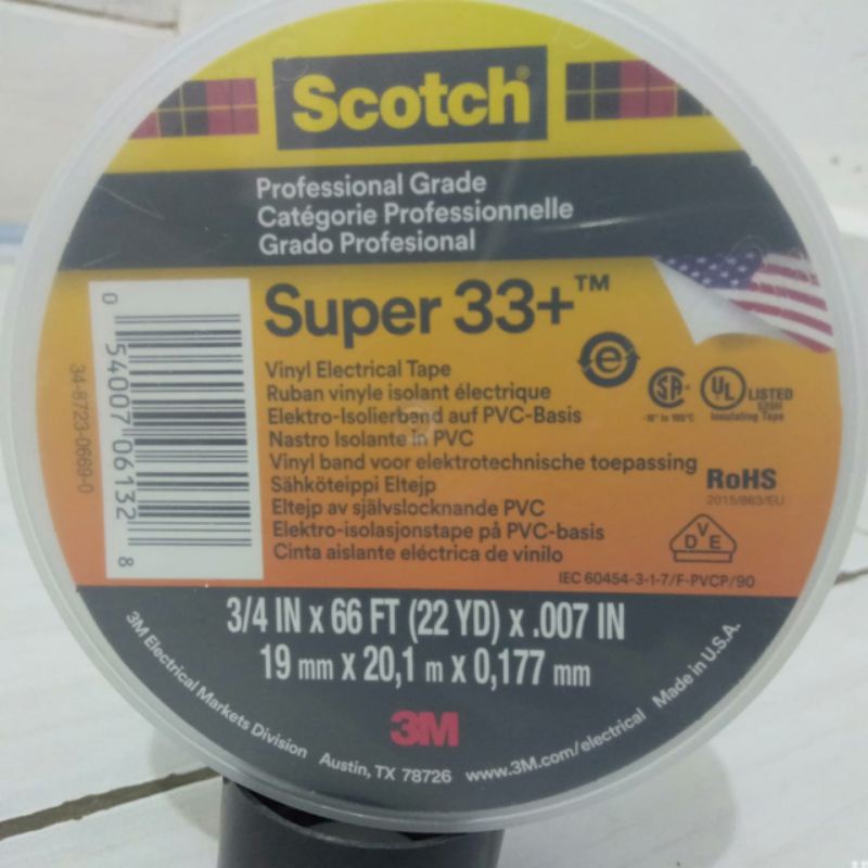 Jual Original 3M Scotch Super 33 Vinyl Electrical Tape Isolasi