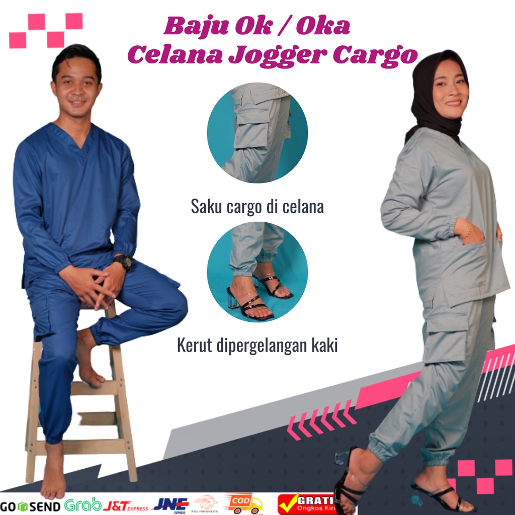 Jual Baju Ok Oka Jogger Cargo Baju Jaga Dokter Scrub Medis Perawat