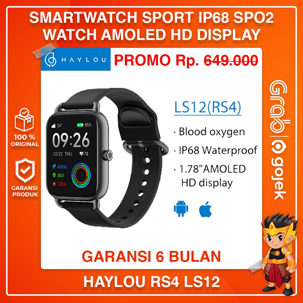 Jual HAYLOU RS4 LS12 Smartwatch Sport SpO2 IP68 Amoled HD Display Jam