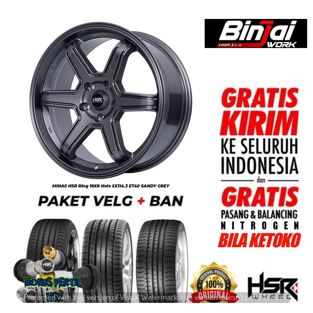 Jual Paket Velg Ban Racing R18 Velg Mobil Ring 18 HSR MINAS Lebar 8