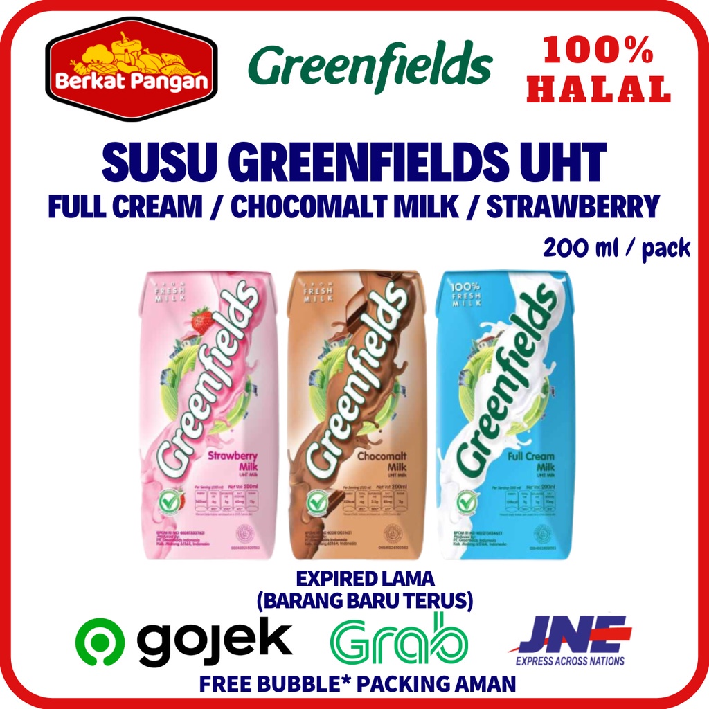 Jual Susu Greenfields UHT 200 Ml Full Cream Choco Malt Coklat