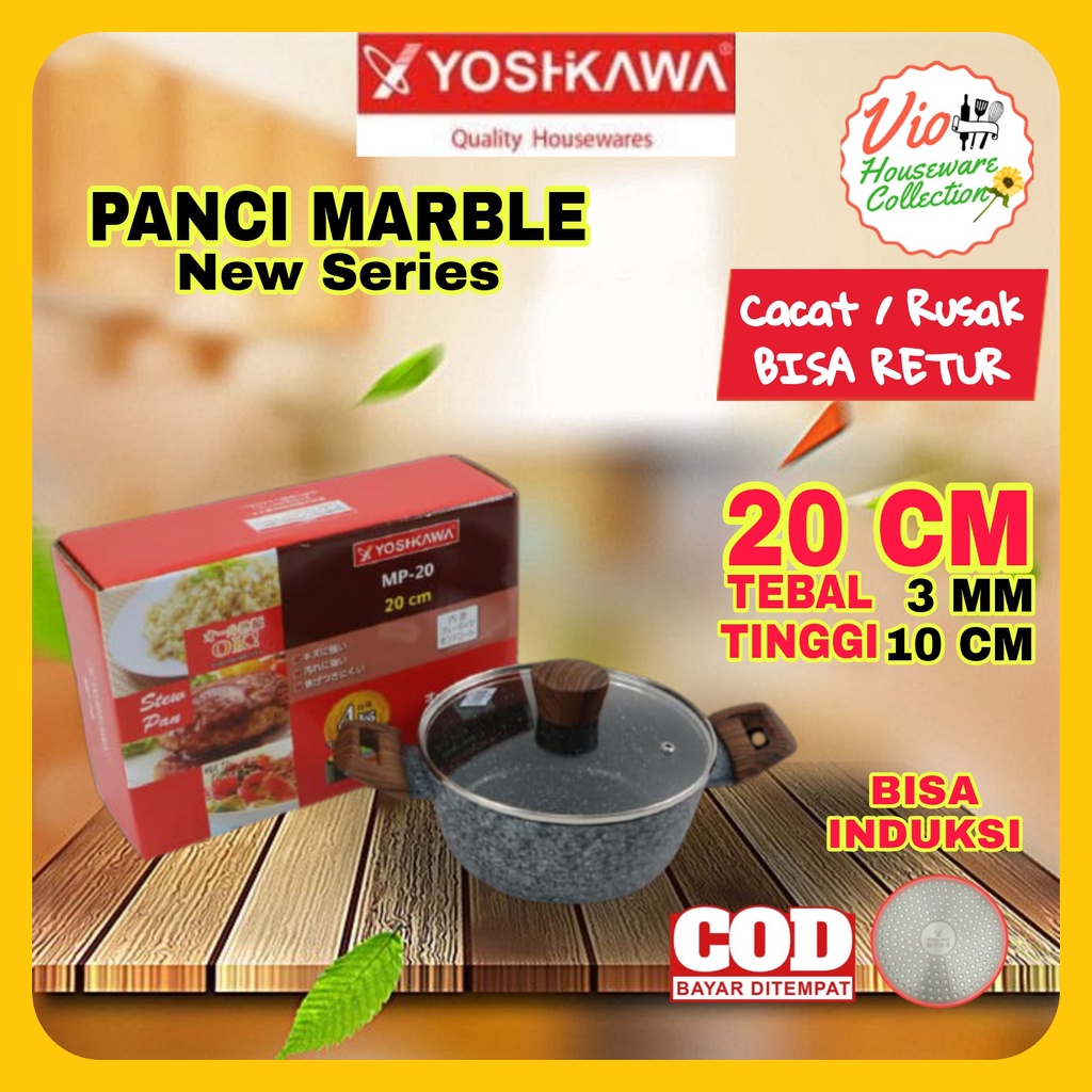 Jual Yoshikawa Panci Keramik Marble Cm Cm Serbaguna Anti Lengket