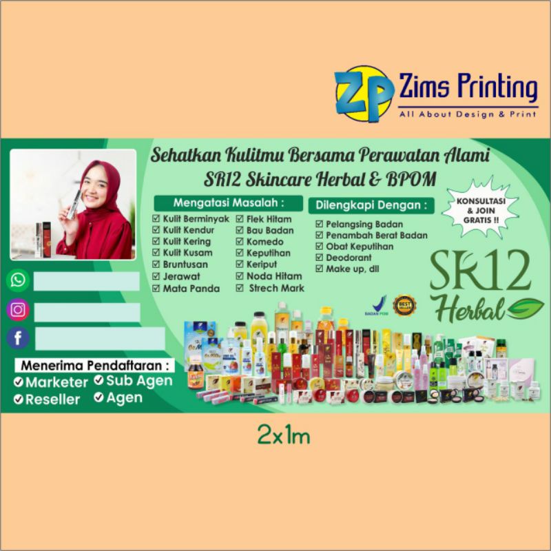 Jual Spanduk Banner SR12 Herbal Skincare Shopee Indonesia