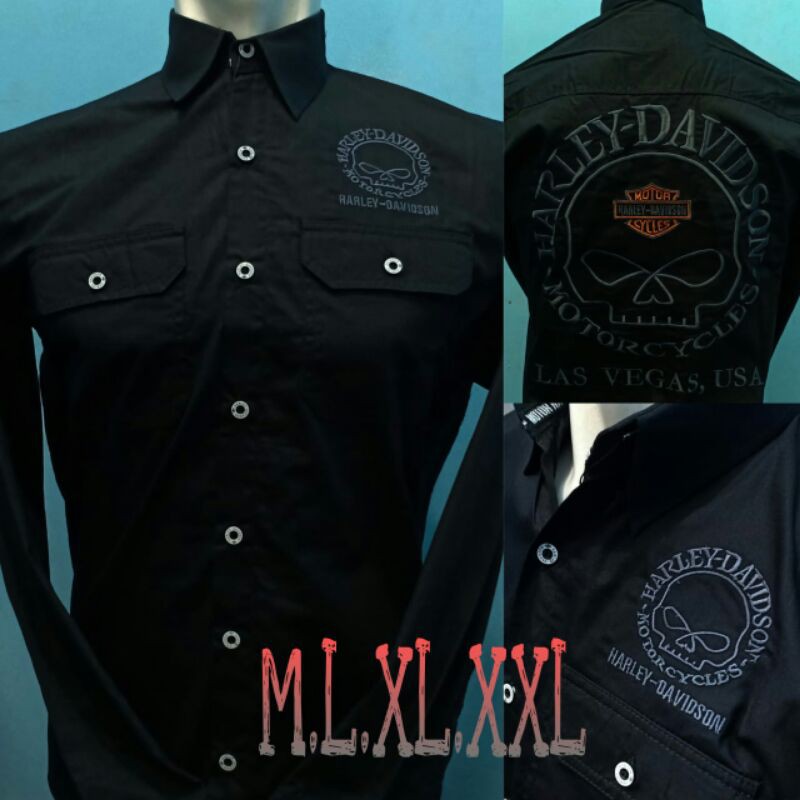 Jual Kemeja Harley Davidson Skull Long Sleeve Lengan Panjang