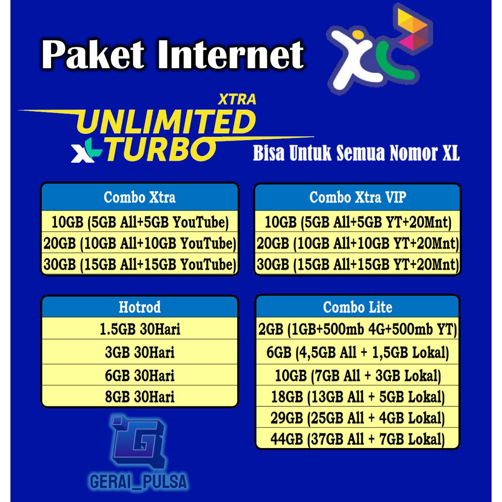 Jual XL Paket Data Xtra Combo Lite Plus Kuota Combo Flex Vip Internet