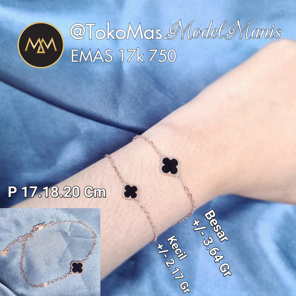 Jual Gelang Tangan Italy Van Cleef Hitam Emas Rosegold Kadar K