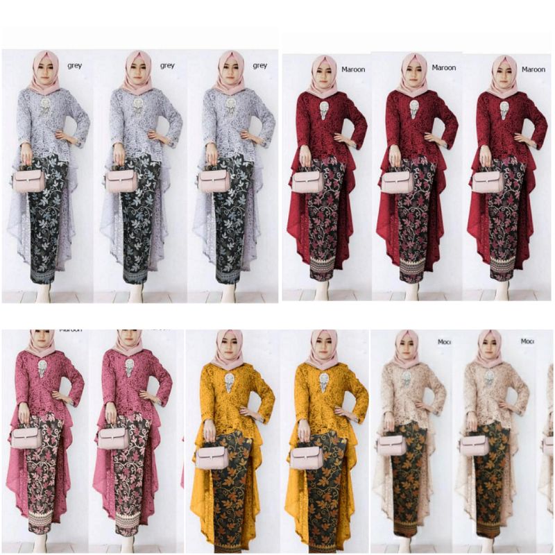 Jual Setelan Kebaya Real Pic Bahan Brukat Lapis Furing Ld Pj Rok