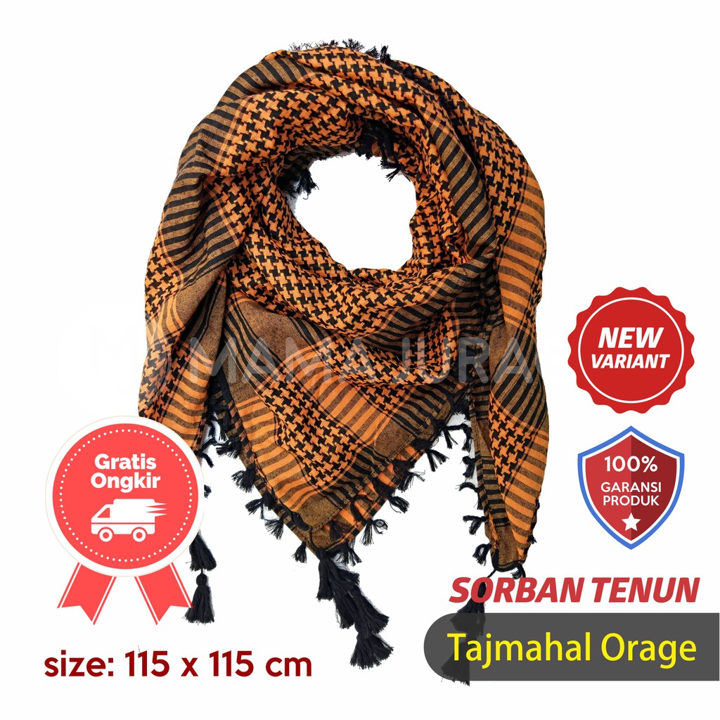 Jual Sorban Shemagh Tajmahal Tactical Slayer Orange Hitam Sorban Tenun