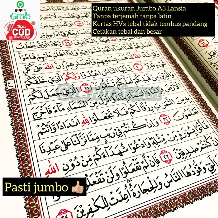 Jual AlQuran Jumbo A3 Lansia Mushaf Super Besar Tanpa Non Terjemah