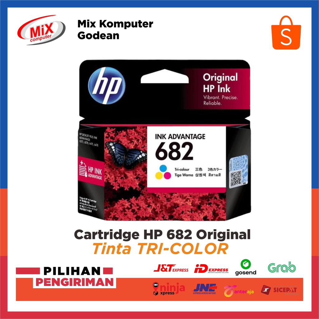 Jual Tinta Printer HP Original 682 Warna Tri Color Cartridge Shopee