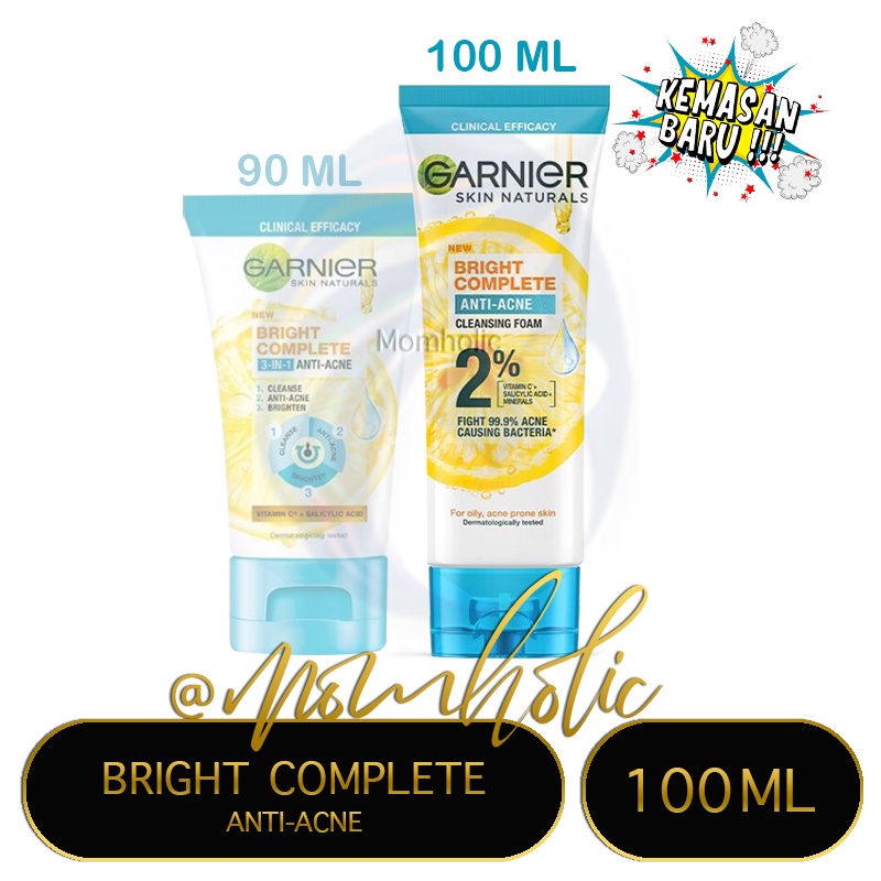 Jual GARNIER Bright Complete 3 In 1 Anti Acne 100 Ml Shopee Indonesia