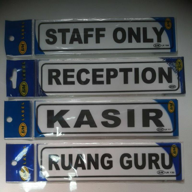 Jual LABEL ACRILIC GM KECIL 20X5CM STAFF ONLY RECEPTION KASIR RUANG