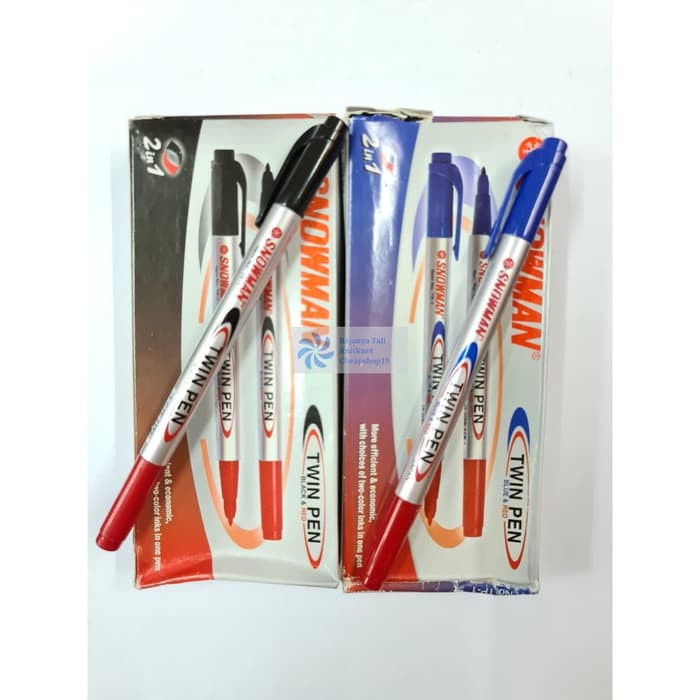 Jual Alat Tulis Sekolah Kantor Spidol Merek Snowman Twin Pen Harga