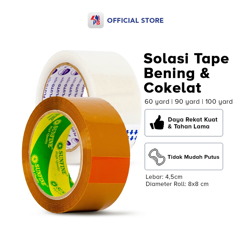 Jual Solasi Bening Coklat Lakban Tape Ukuran Mm Panjang