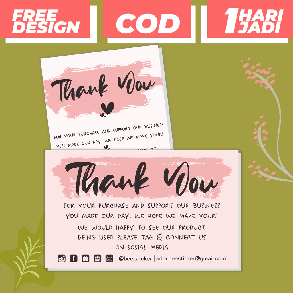 Jual Thank You Card Kartu Souvenir Edisi Lebaran Thankyou Card