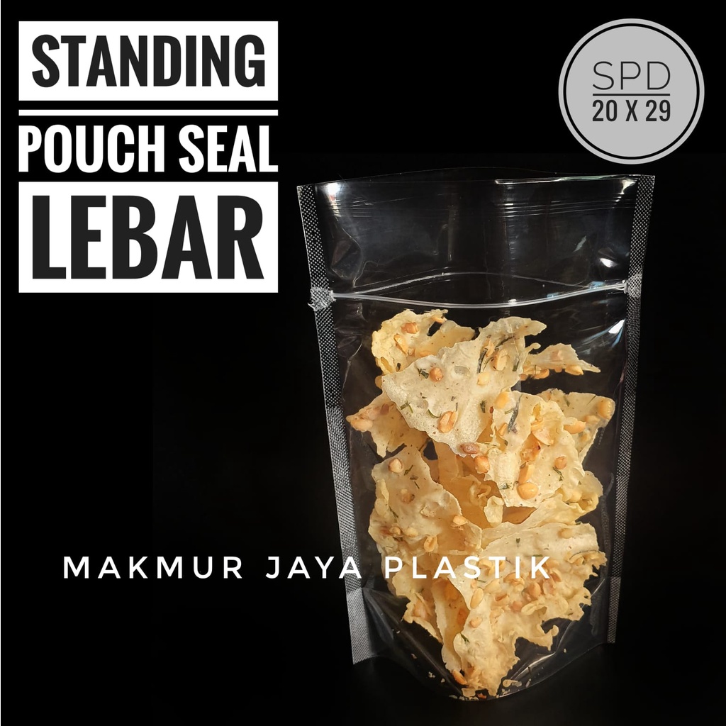 Jual Plastik Standing Pouch Bening Polos Seal Lebar Ukuran X