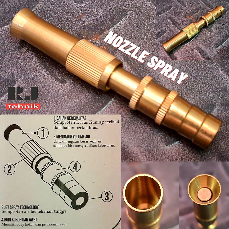 Jual Semprotan Air Lurus Kuningan Brass Hose Nozzle Water Spray Water