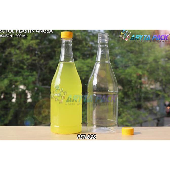 Jual PET628 BOTOL PLASTIK 1 LITER MINUMAN ANGSA TUTUP SEGEL KUNING