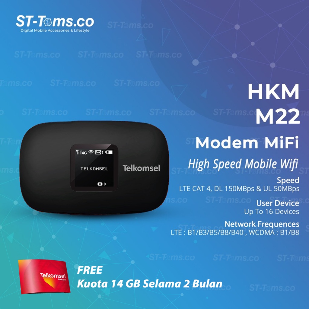 Jual HKM M22 Modem Portable Mifi 4G LTE UNLOCK Sim Telkomsel Free Kuota