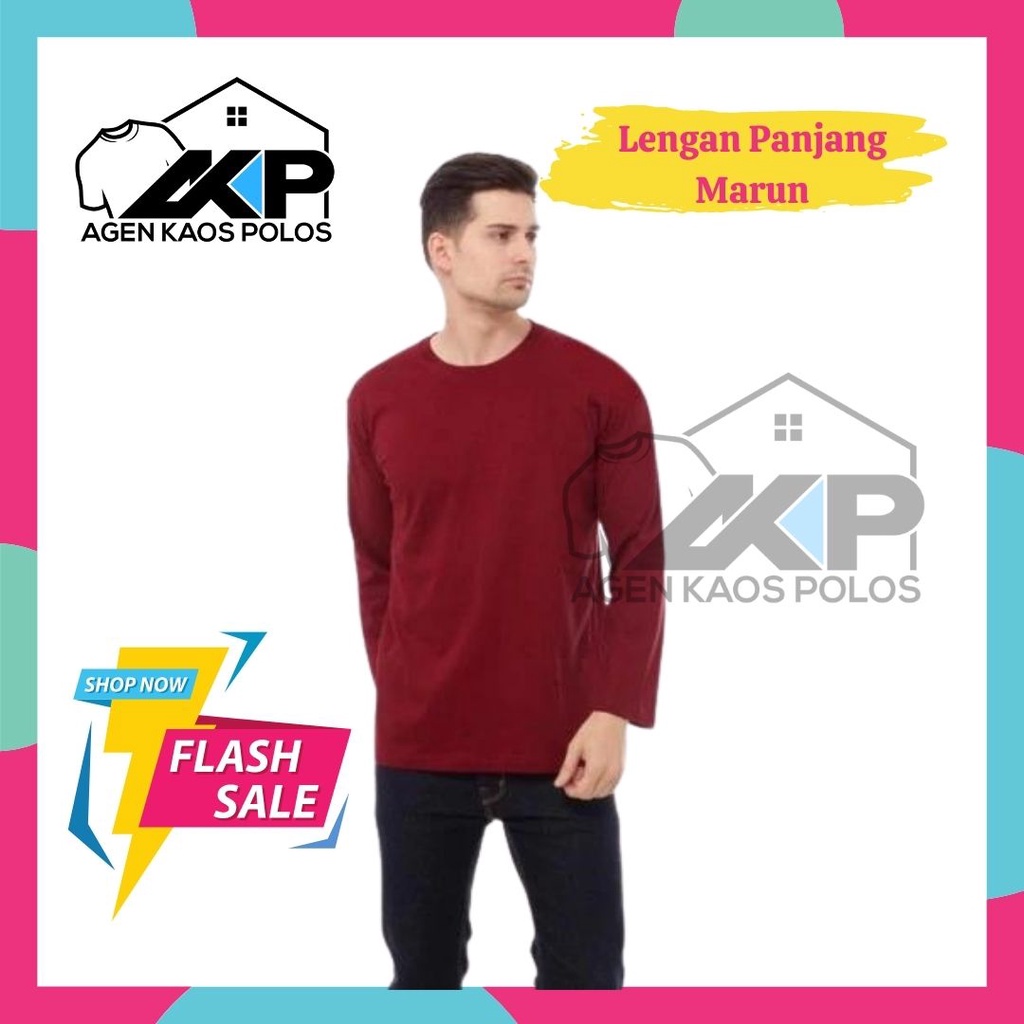 Jual Kaos Polos Lengan Panjang Cotton Combed S Marun Shopee Indonesia