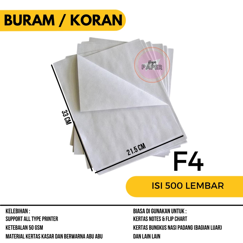 Jual Kertas Buram F Rim Isi Lembar Kertas Buram F Shopee