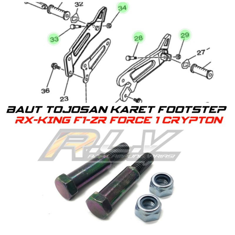 Jual Baut Dan Mur Karet Foot Step Pijakan Belakang Yamaha Rxking RX