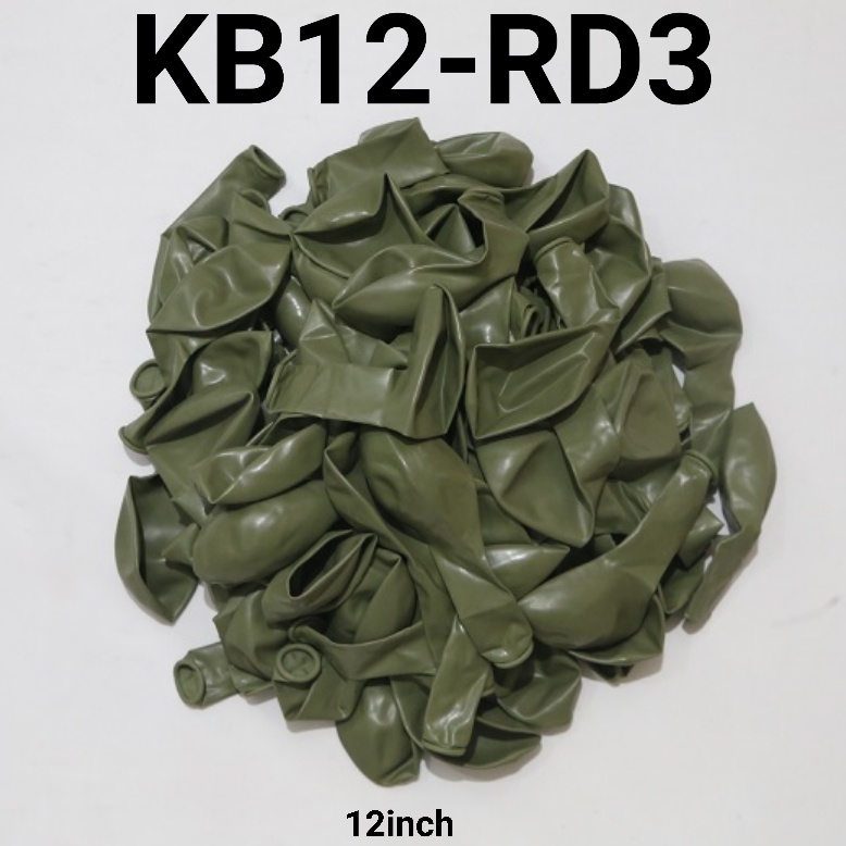 Jual KB12 RD3 Balon Latex 12 Inch Doff Retro Vintage Hijau Army Balon