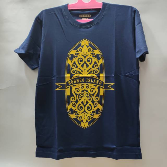 Jual Baju Kaos Motif Tameng Dayak Khas Kalimantan Biru Malam Shopee