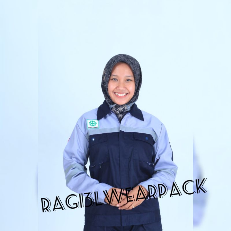 Jual Wearpack Safety Baju Kerja Atasan Warna Biru Dongker Kombinasi Abu