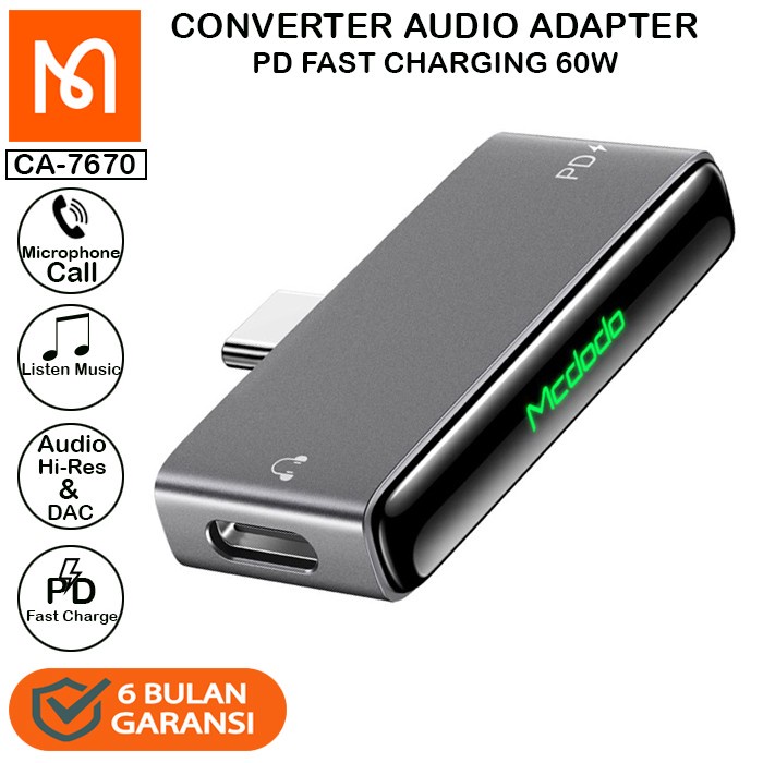 Jual MCDODO CA 7540 AUDIO ADAPTER CONVERTER USB C TO JACK 3 5mm TYPE