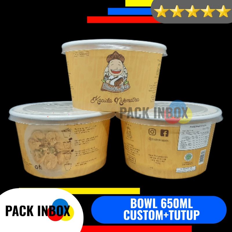 Jual CETAK PAPER BOWL 650ML DAN TUTUP SABLON PRINT BOWL 650 ML DAN