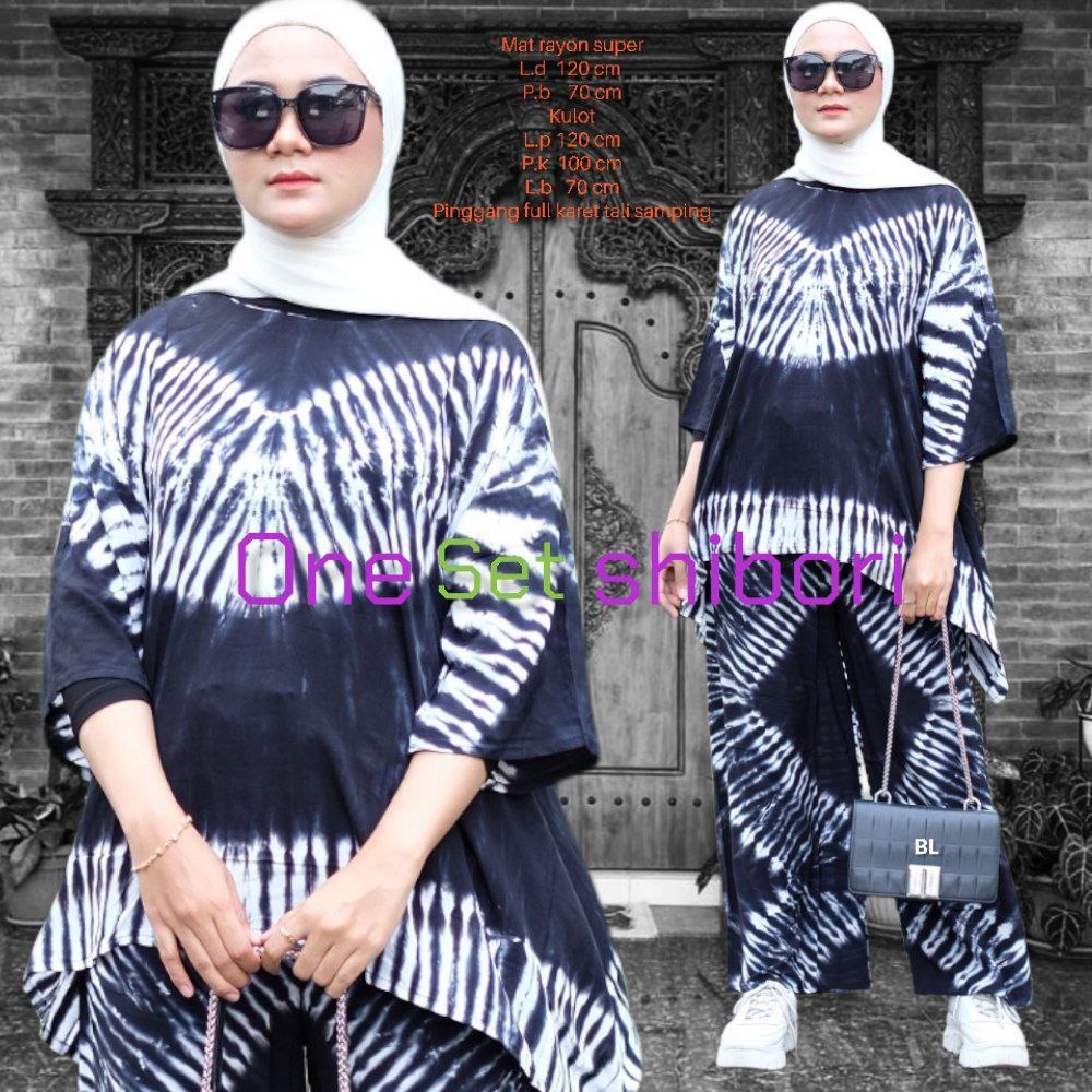 Jual Setelan Sayap Jumbo Ld Motif Shibori Bahan Rayon One Set