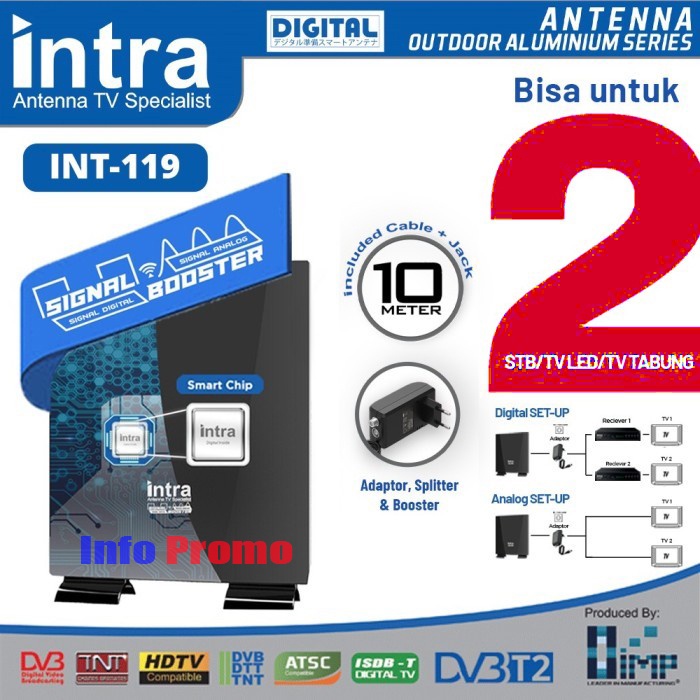 Jual Antena Tv Digital Indoor Outdoor Intra INT 119 Bisa 2 Tv Kabel