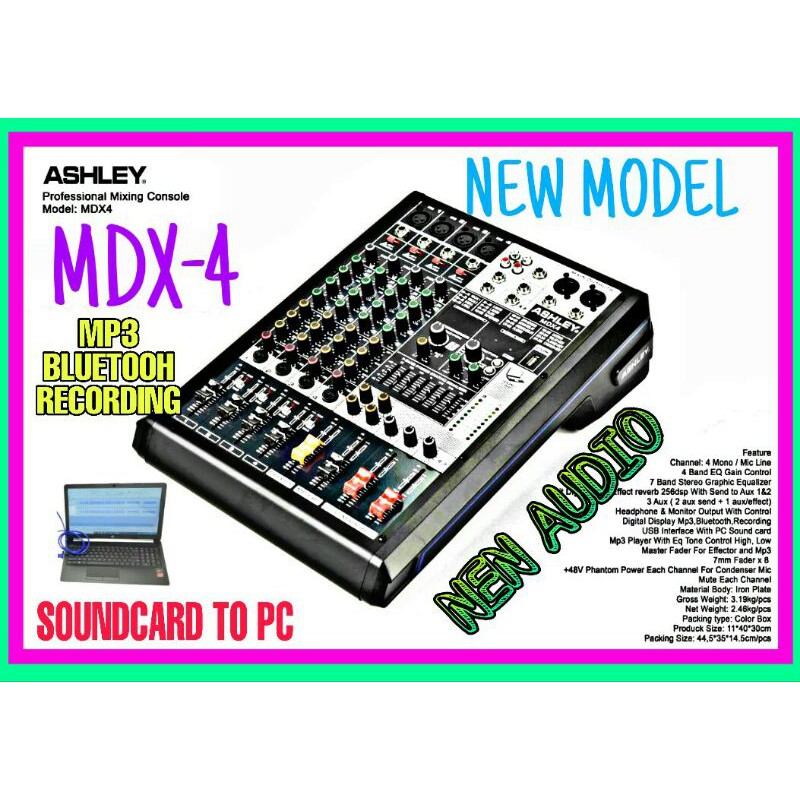 Jual Mixer Ashley MDX4 Original Mp3 Bluetooth Soundcard PC Recording