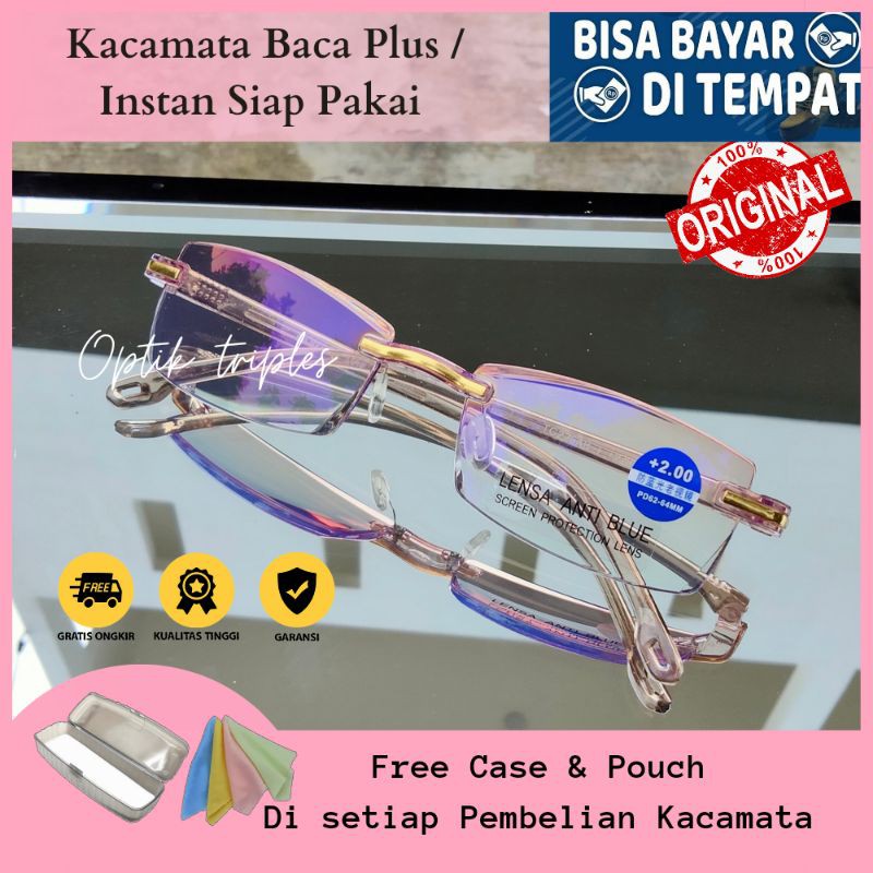 Jual Baru Kacamata Baca Plus Anti Radiasi Blueray Rimless Frameless