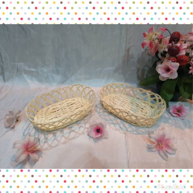 Jual K12S Keranjang Anyaman Bambu Oval Kecil S 17x12x5 Cm Hampers