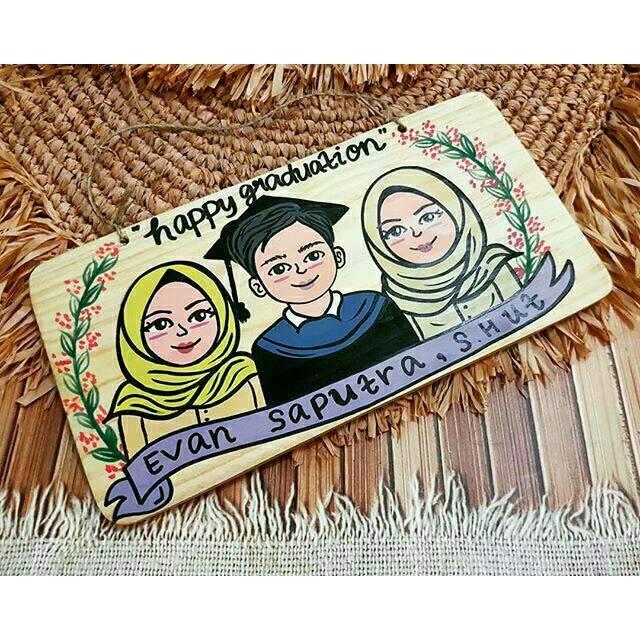 Jual Talenan Lukis Wajah Unik Lucu Handmade Sketsa Custom Kayu