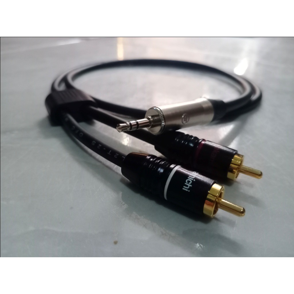 Jual KABEL AUDIO AUX MINI STEREO 3 5MM KE RCA NAKAMICHI MALE CABANG 1 3