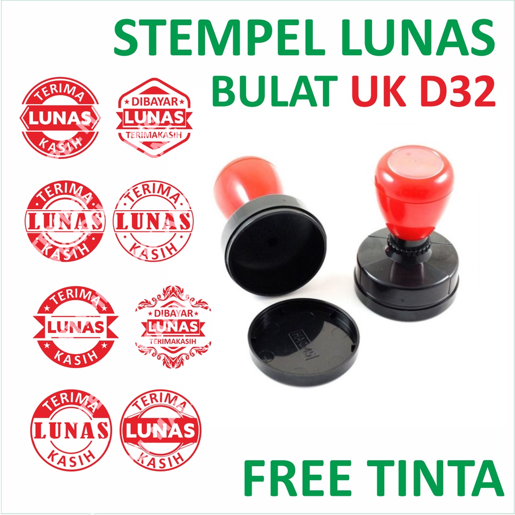 Jual STEMPEL LUNAS BULAT STEMPEL OTOMATIS STEMPEL FLASH UK D32 3 2CM