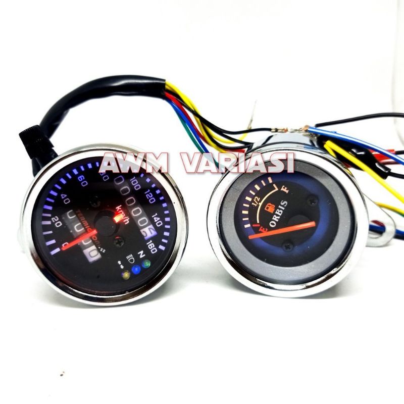 Jual 1 PAKET SPEEDOMETER KILOMETER AMPERE AMPER BENSIN VARIASI