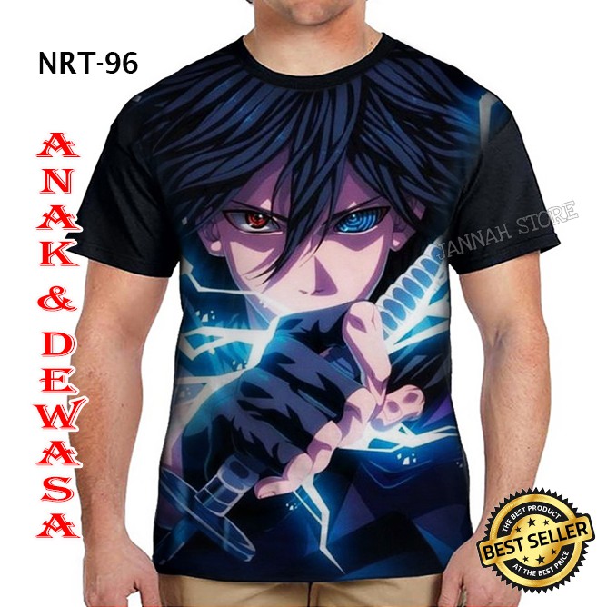 Jual Kaos Sasuke Sword Lightning Anime Naruto Kode NRT 96 Printing