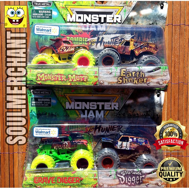 Jual MONSTER JAM ZOMBIE Vs HUNTER MONSTER MUTT EARTH SHAKER GRAVE